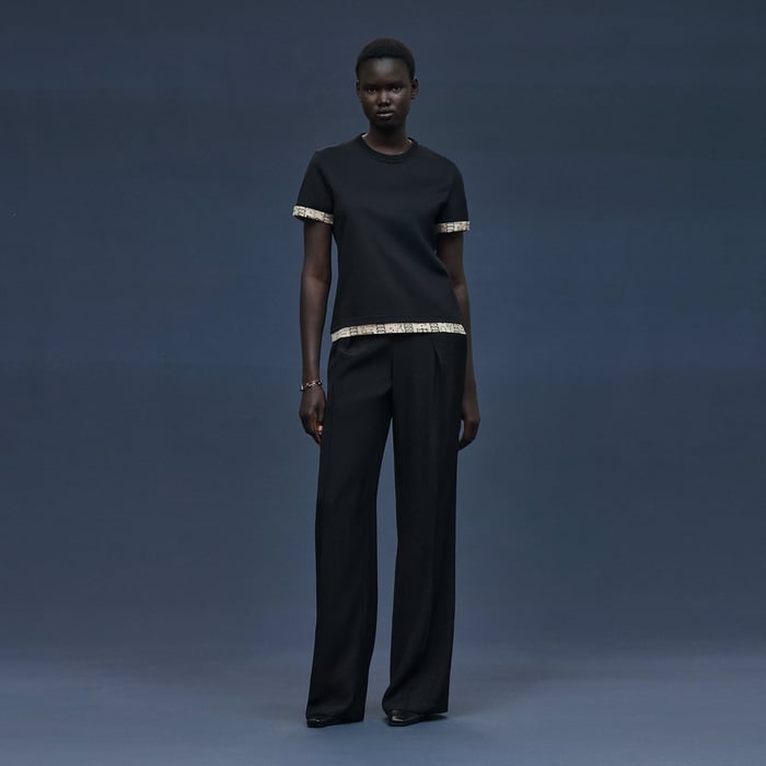 Noir T-shirt Droit