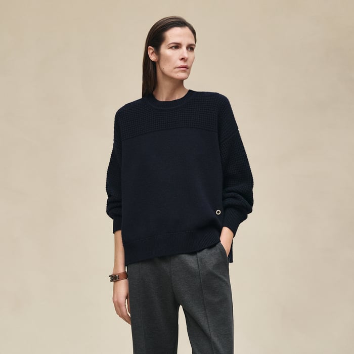 Bleu Noir Cashmere Long-sleeve Sweater