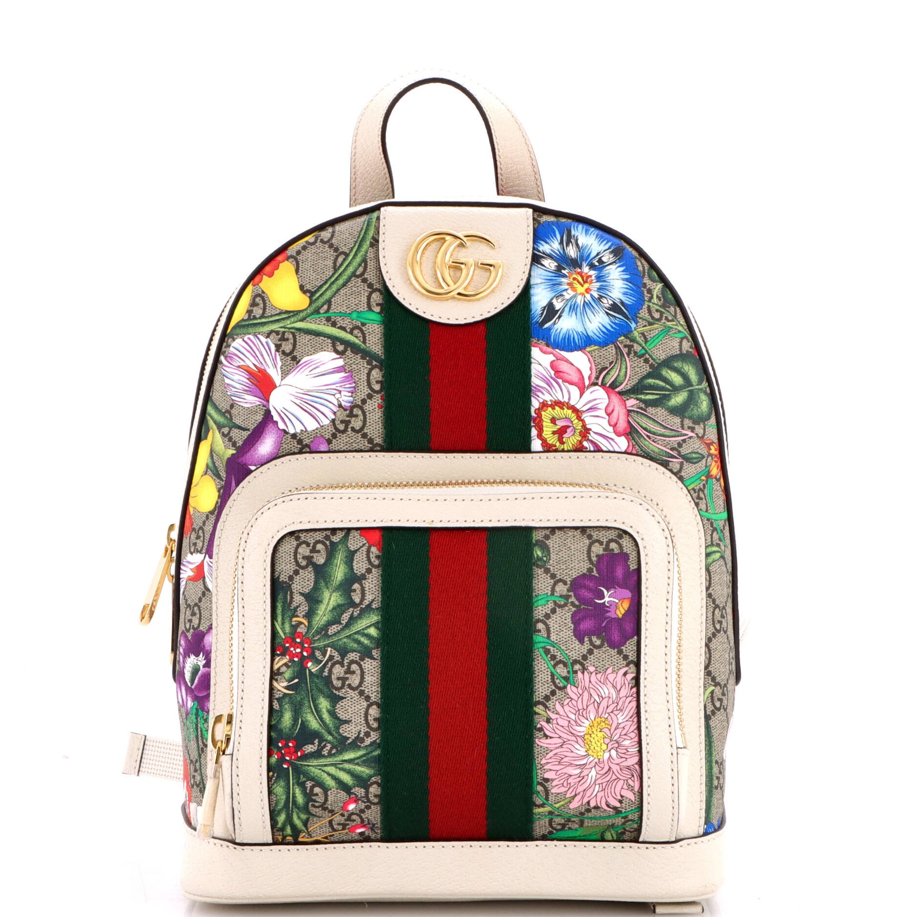 Ophidia Backpack Flora GG Coated Canvas and Leather Small