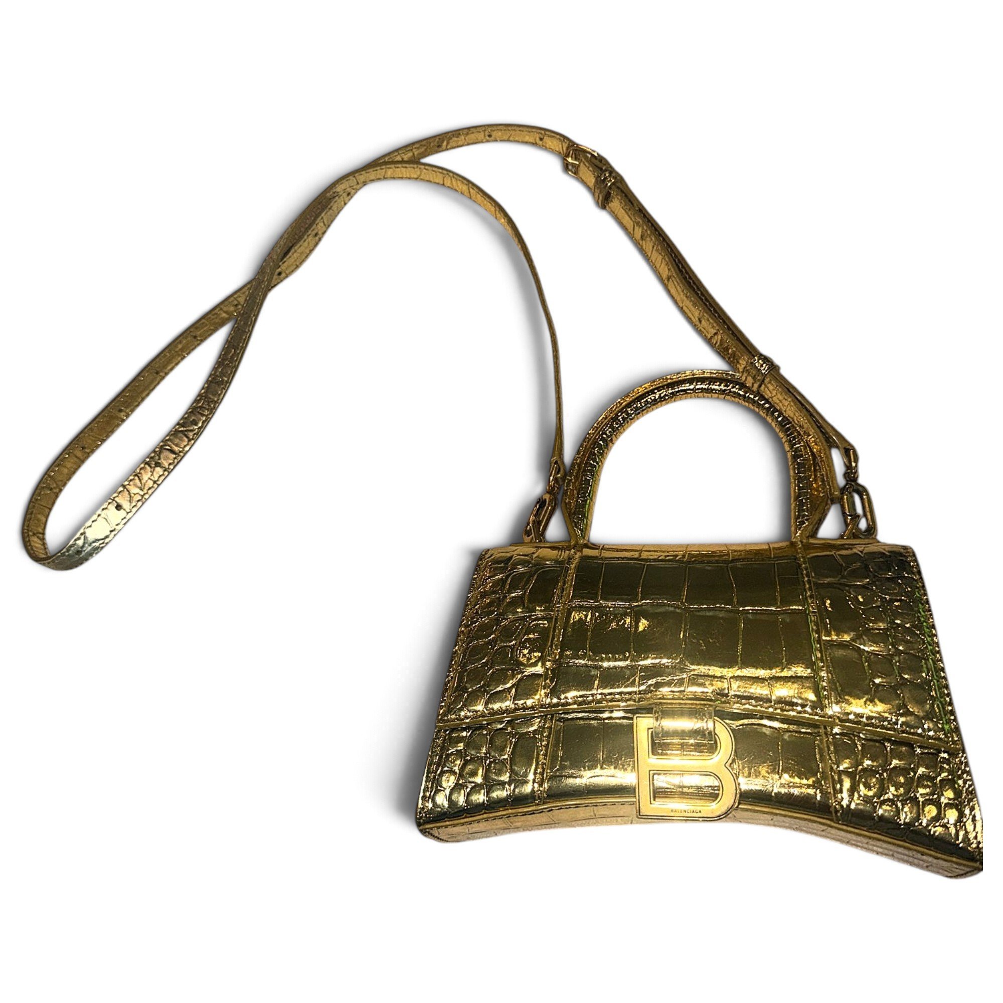 Hourglass leather handbag