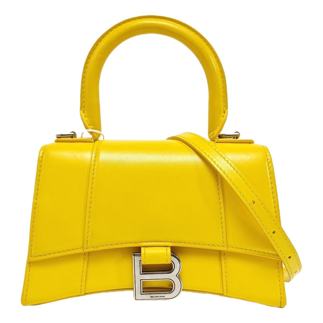 Hourglass leather handbag