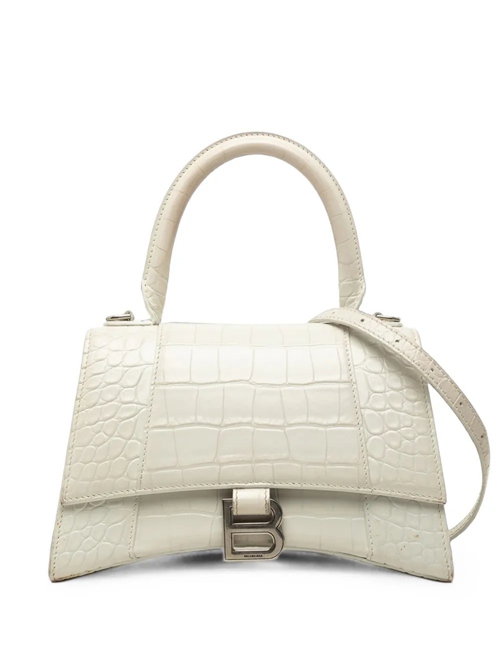 2020 Small Croc Embossed Leather Hourglass Top Handle Bag satchel