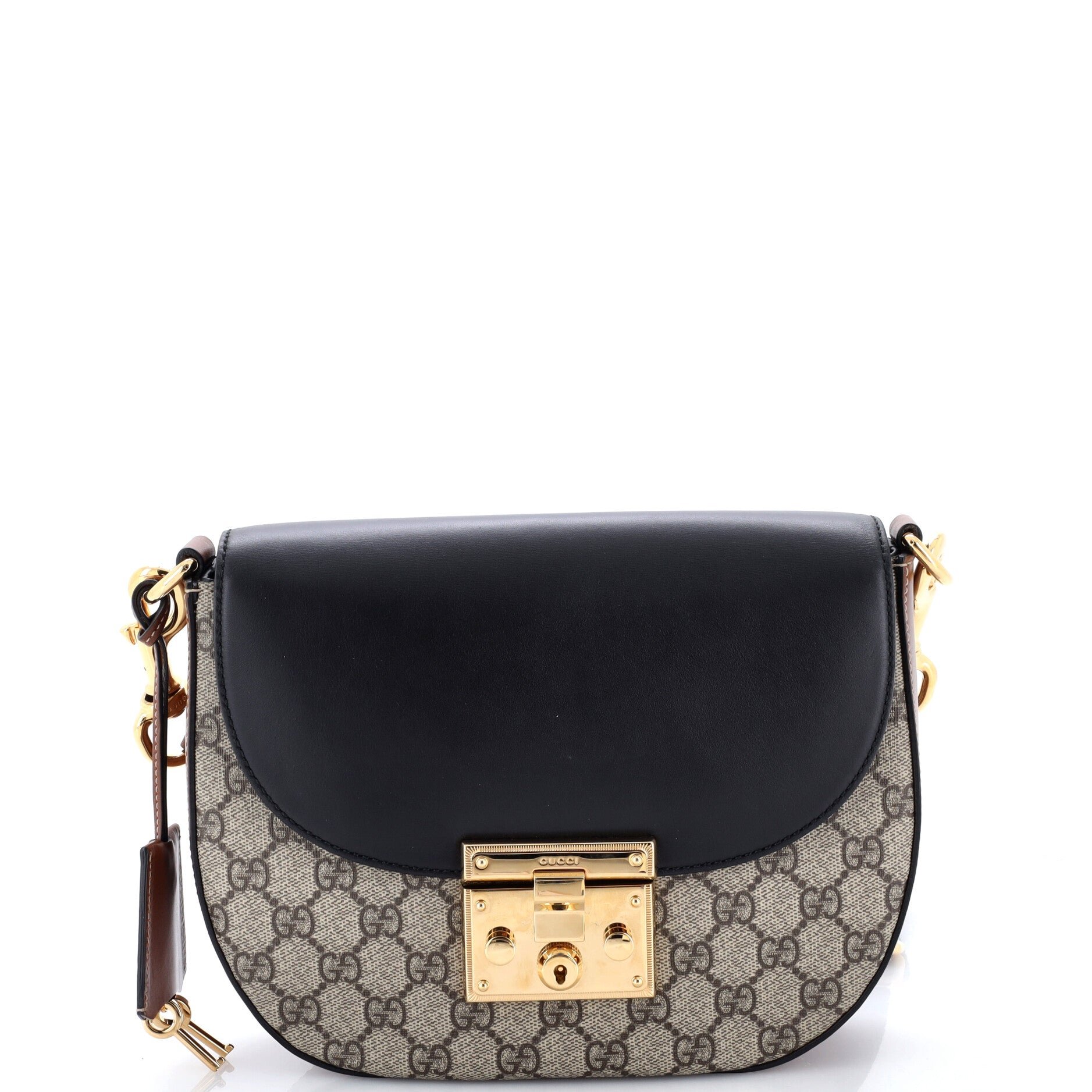 Padlock Saddle Shoulder Bag GG Coated Canvas and Leather Medium