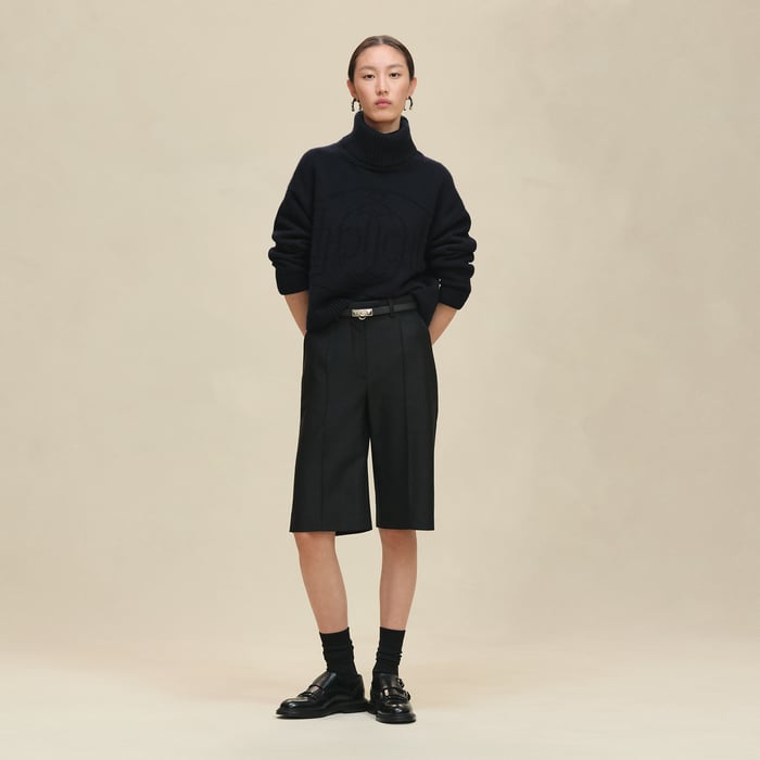 Bleu Noir Cashmere "H Lift" Long-sleeve Sweater
