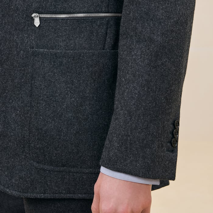 Anthracite Stadium Relax Jacket With Leather Pocket