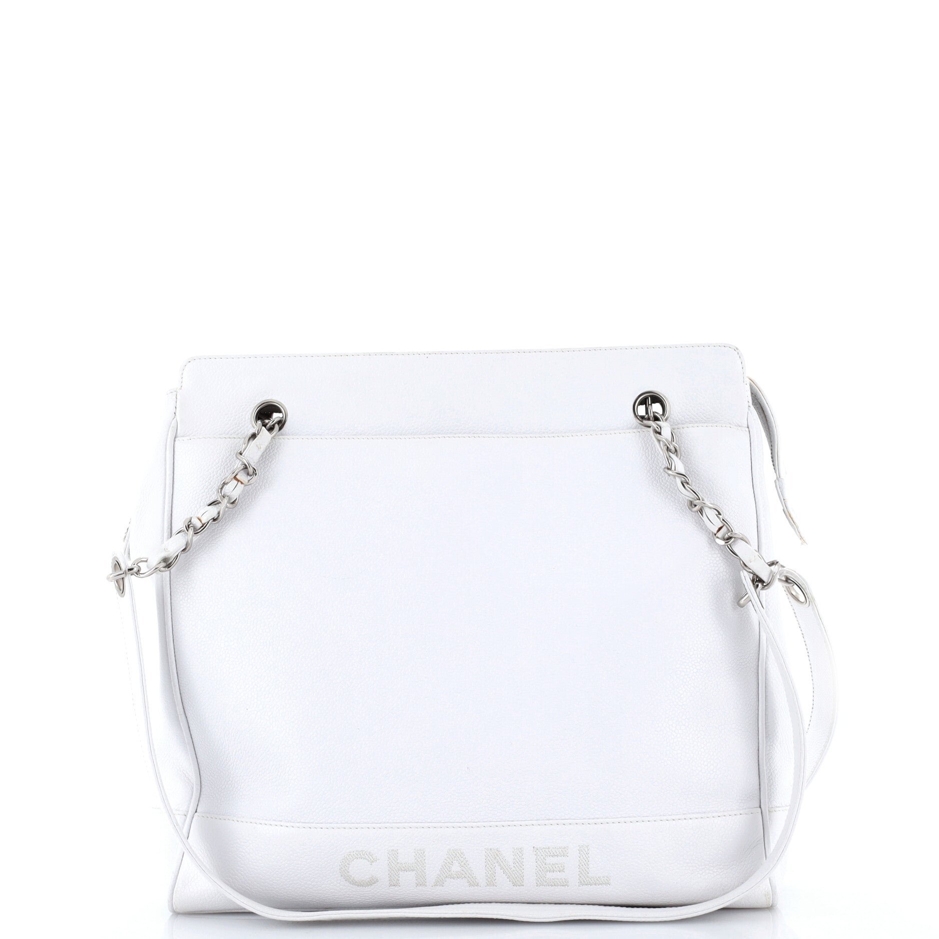 Vintage Zipped Chain Tote Caviar Medium