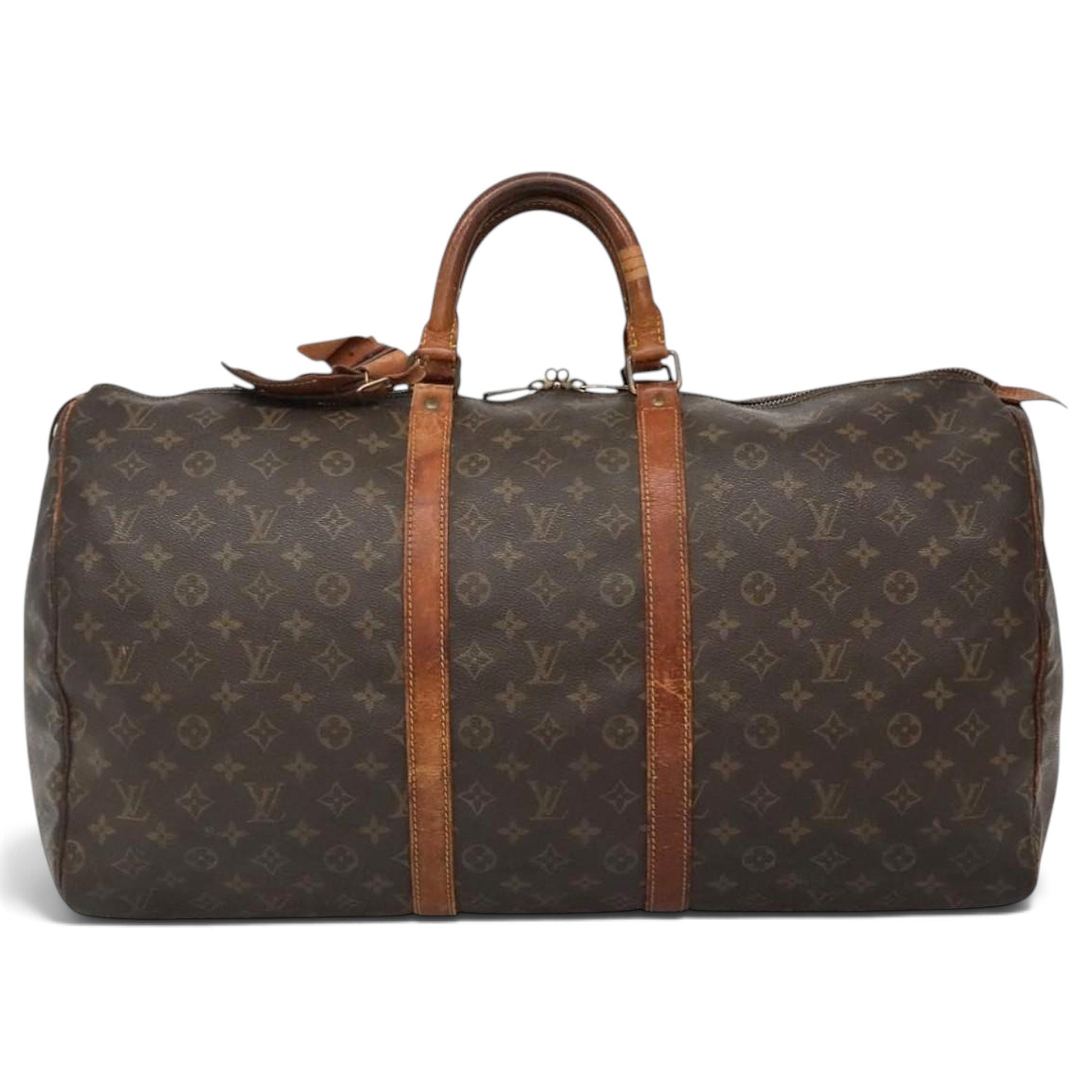 Louis Vuitton Keepall leather travel bag
