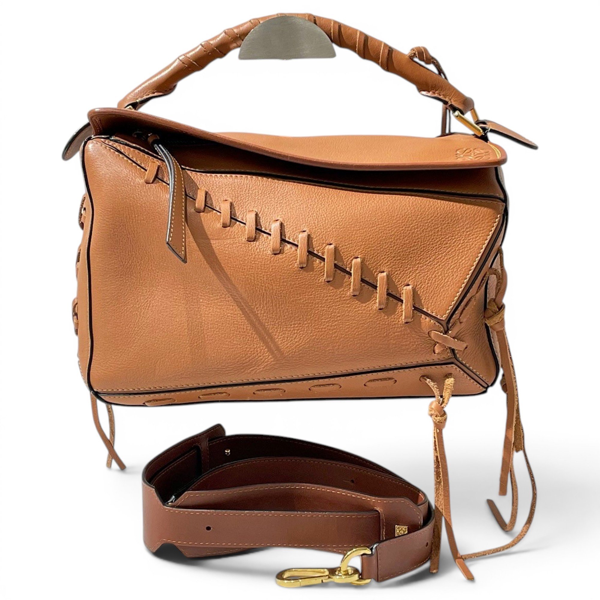 Puzzle leather handbag