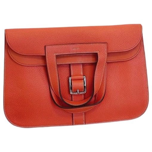 Hermes Halzan 31 Handbag Orange Poppy Clemence Leather 2017