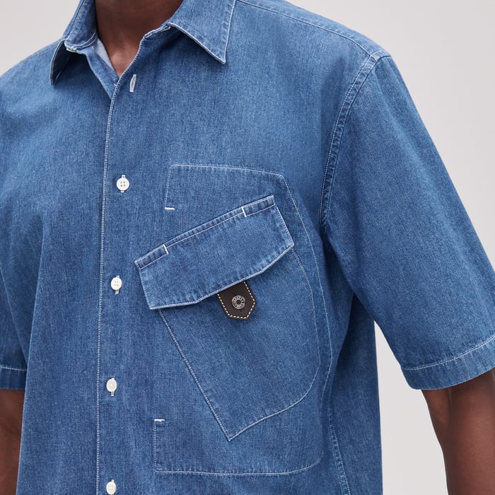Indigo Lavé Short-sleeve Straight Cut Shirt