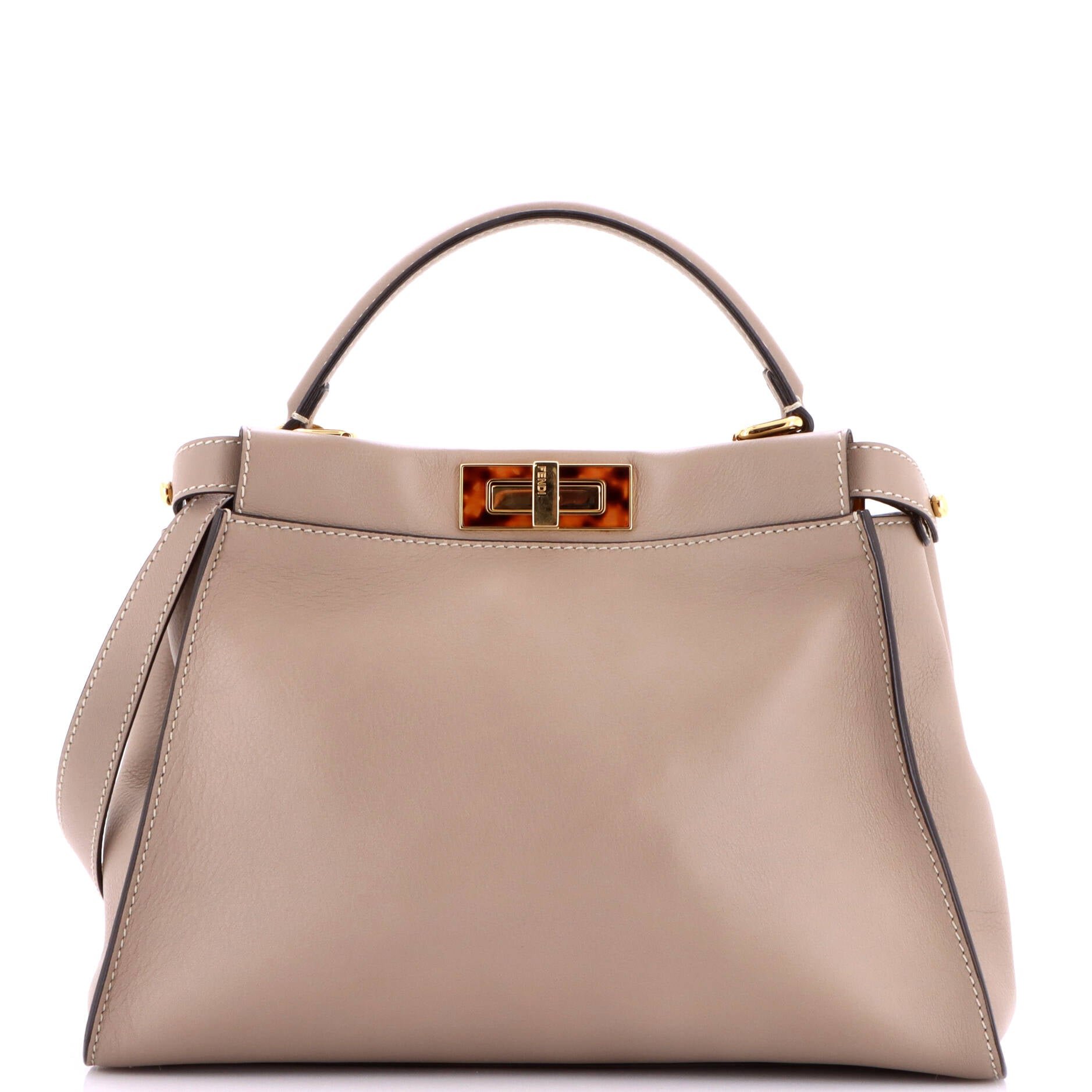 Peekaboo Bag Leather with Tortoise Detail Regular