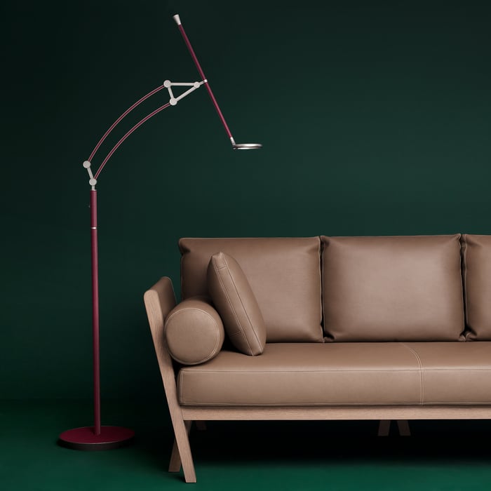 Graphite Pantographe Reading Floor Lamp With Led Ring