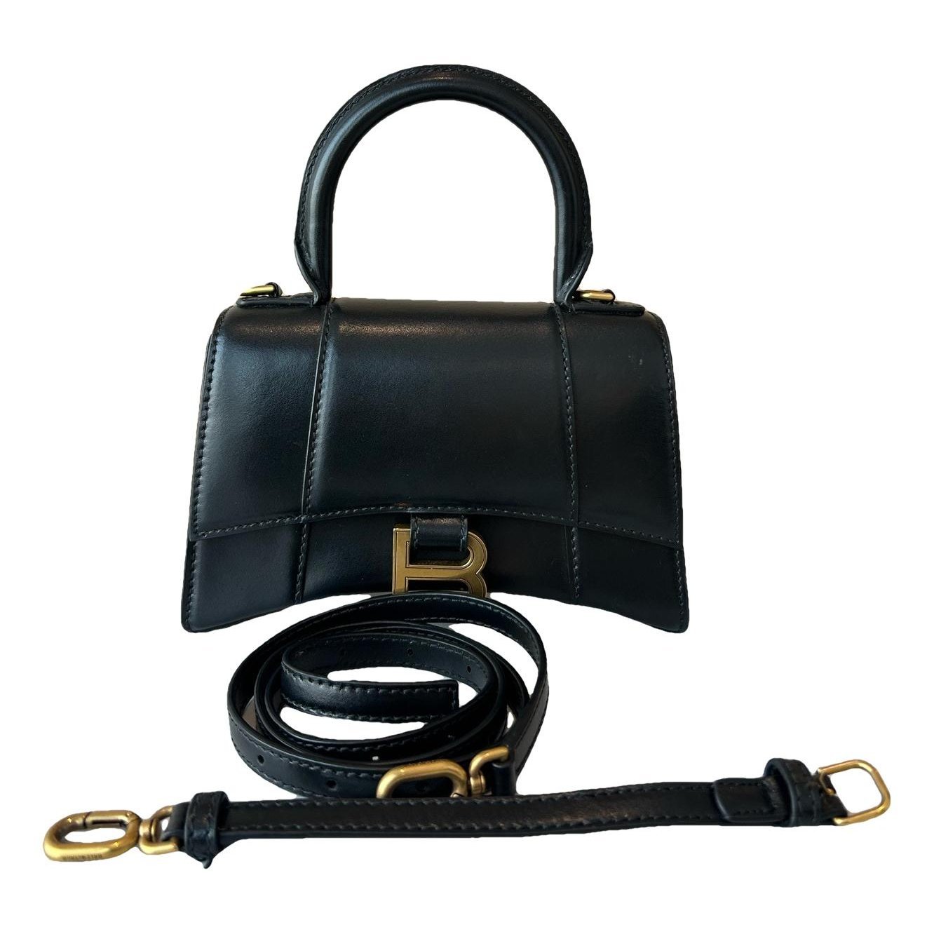 Hourglass leather handbag
