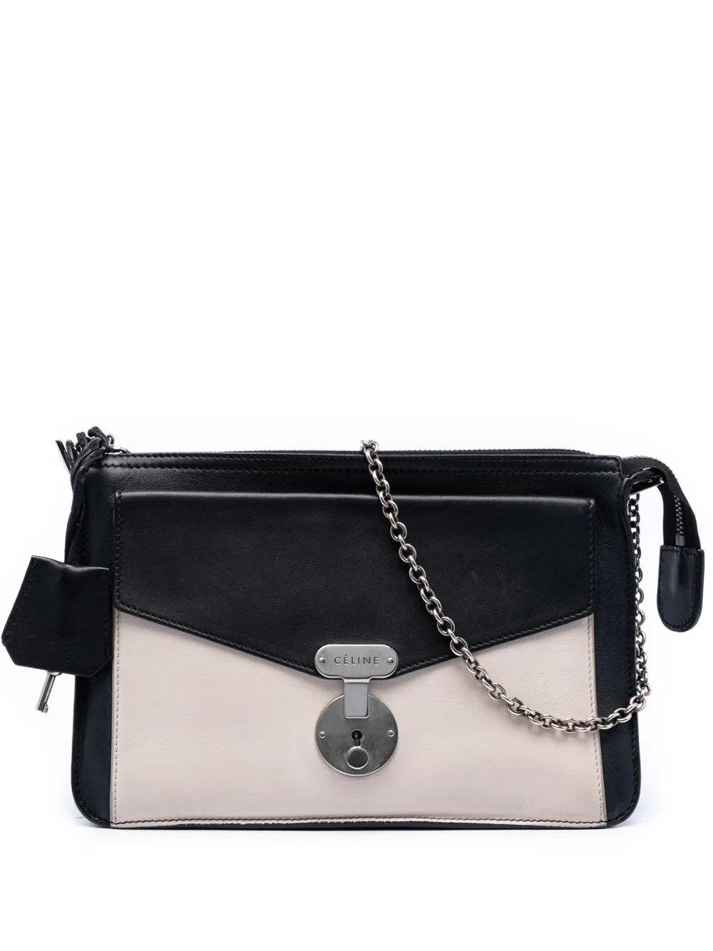2011 Bicolor Leather Pocket Envelope Zip crossbody bag