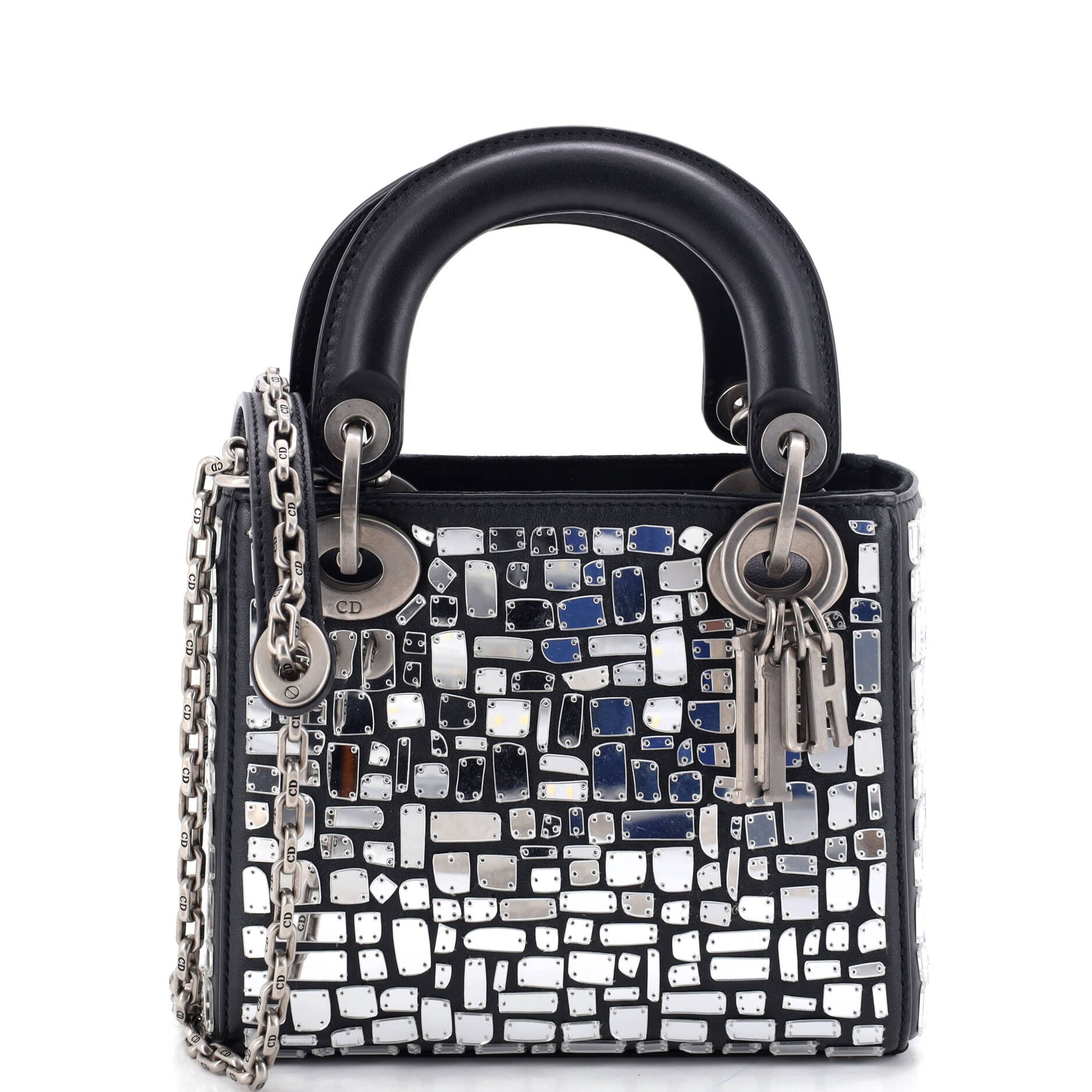 Lady Dior Chain Bag Leather and Mirror Mosaic Mini