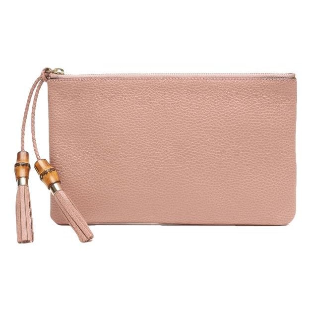 Bamboo leather clutch bag