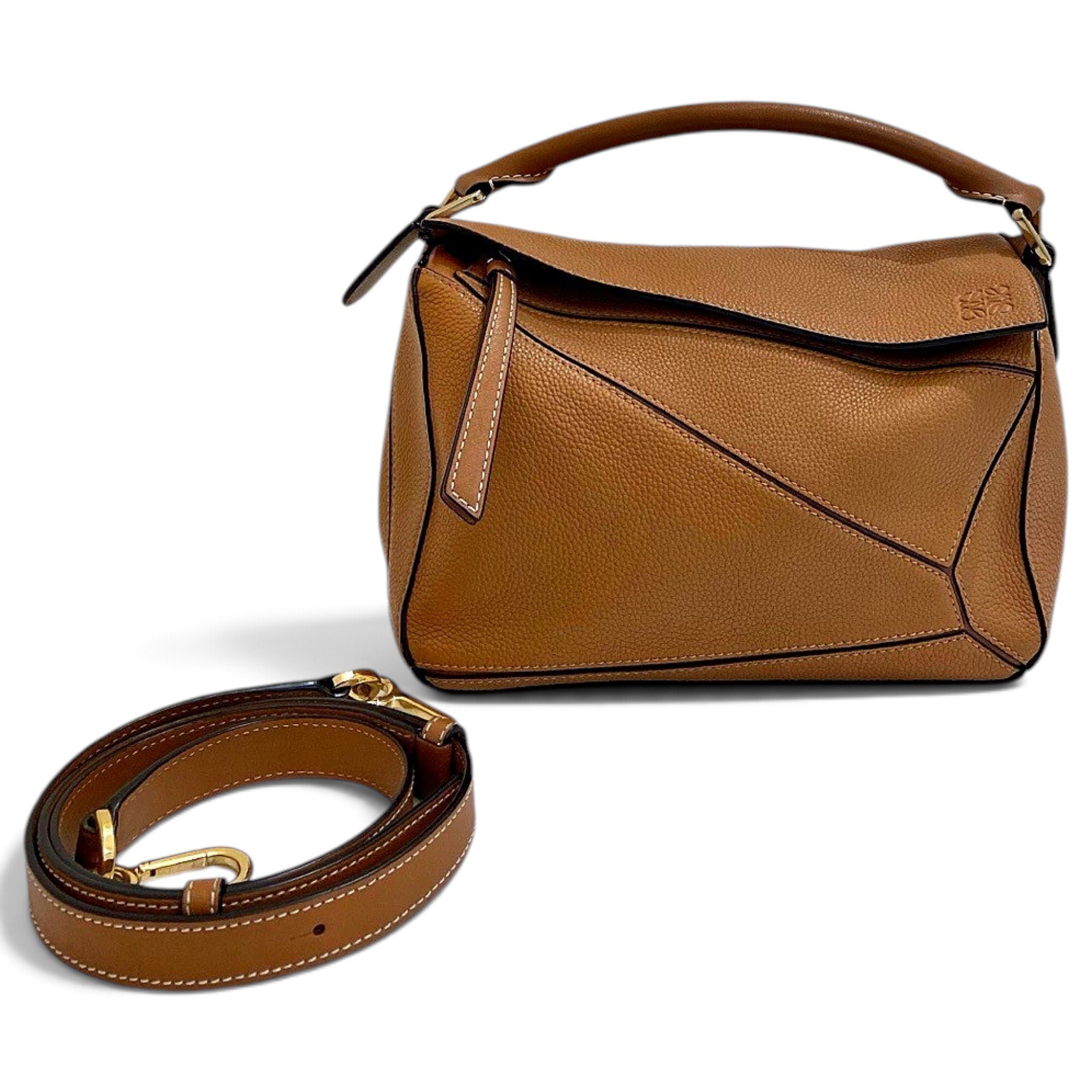 Puzzle leather handbag