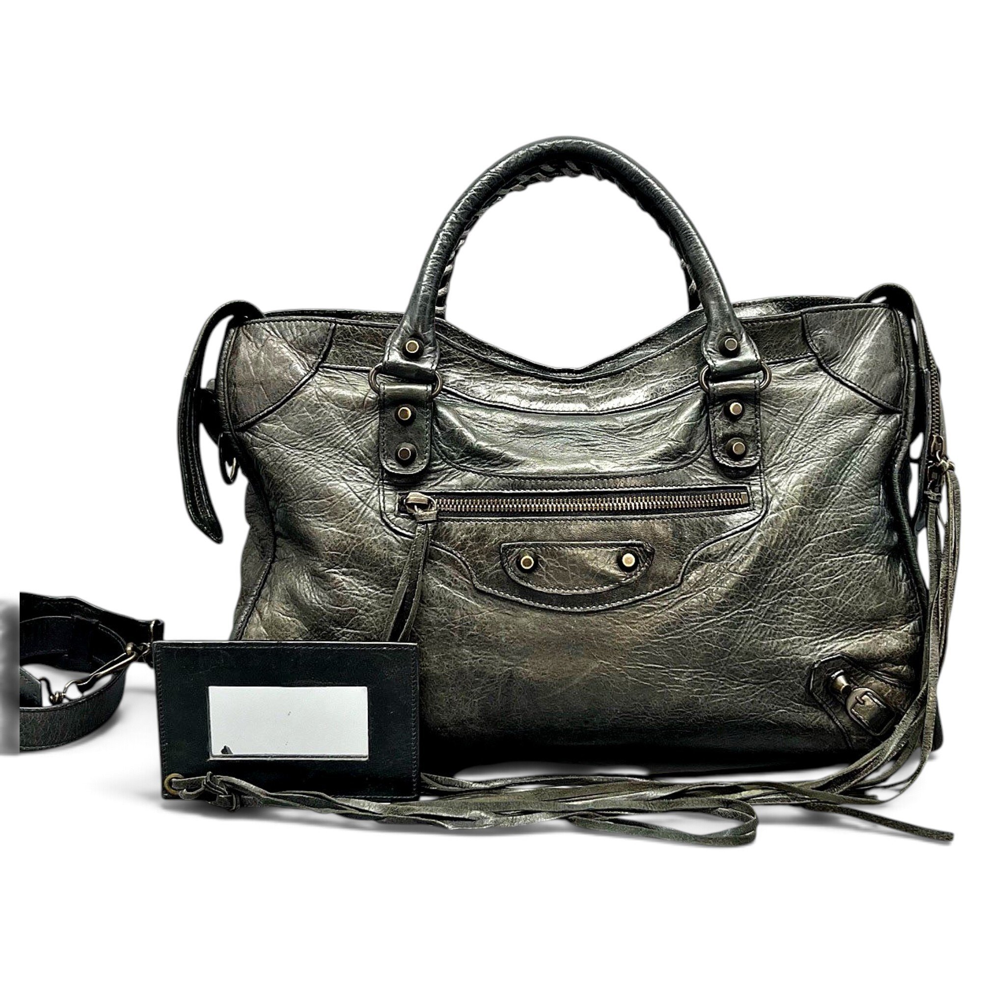 City leather handbag