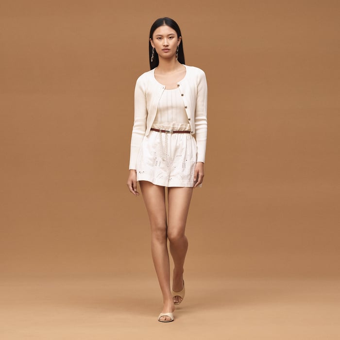 Blanc Céramique Buttoned Cardigan