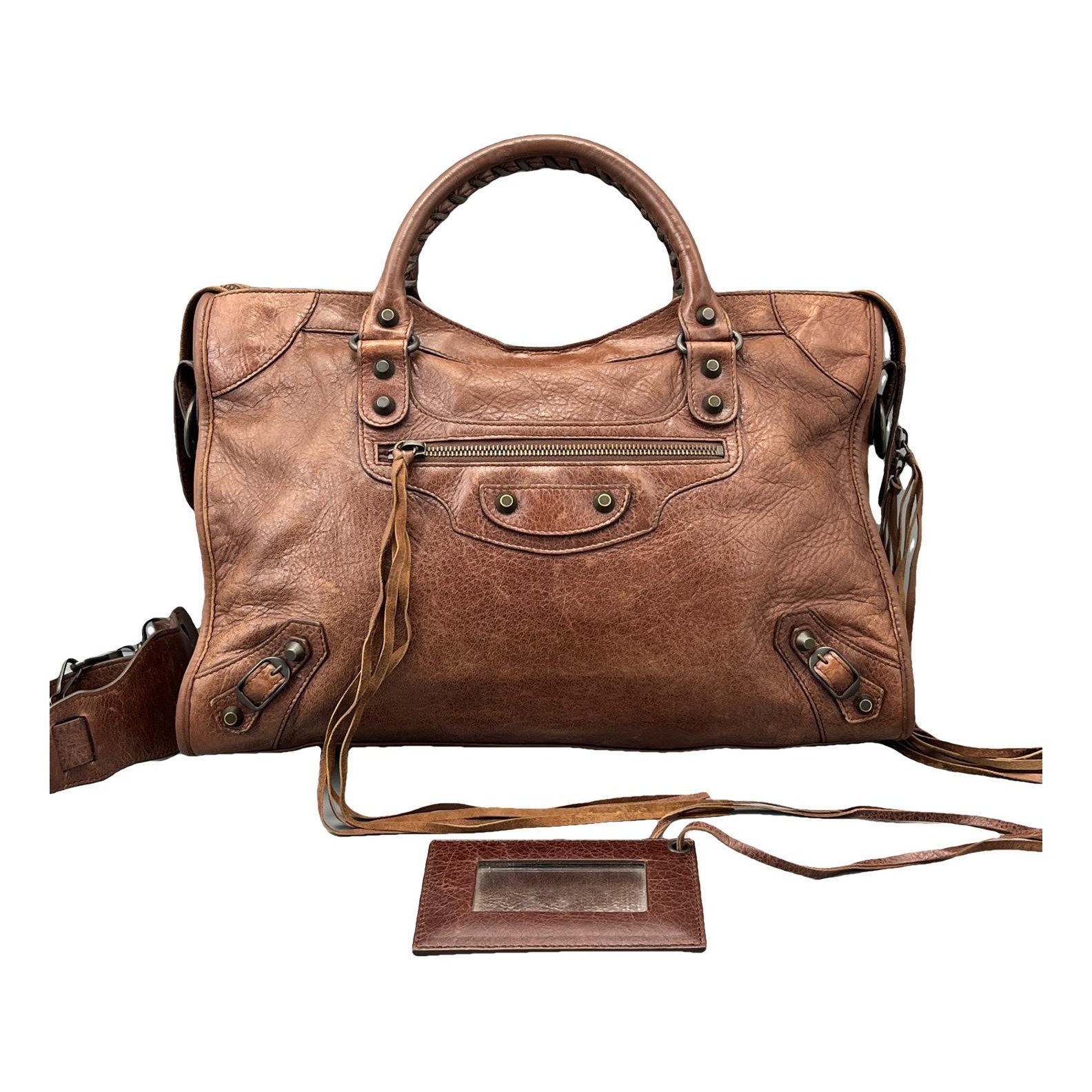 City leather handbag