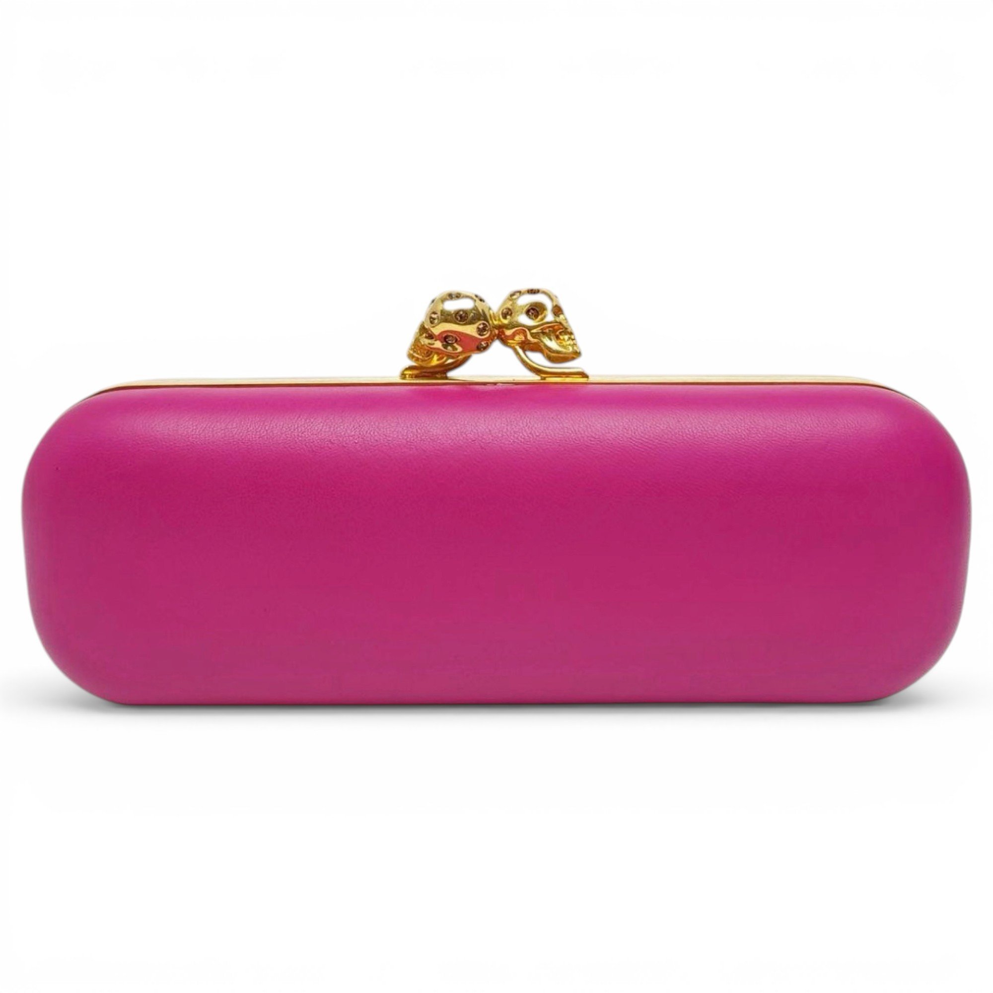 Skull leather clutch bag