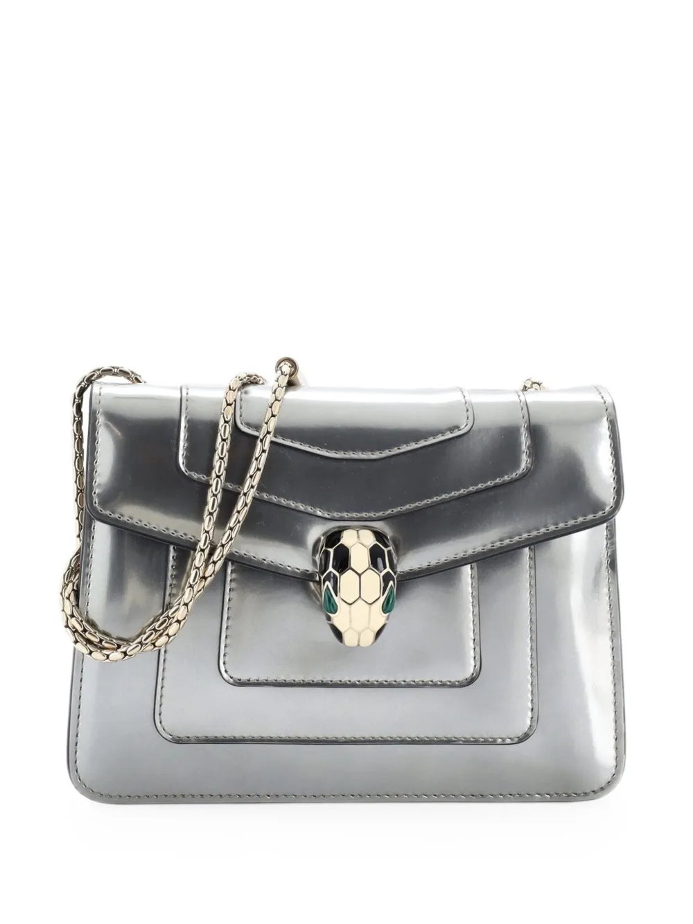 Serpenti Forever Square Metallic Leather Small shoulder bag