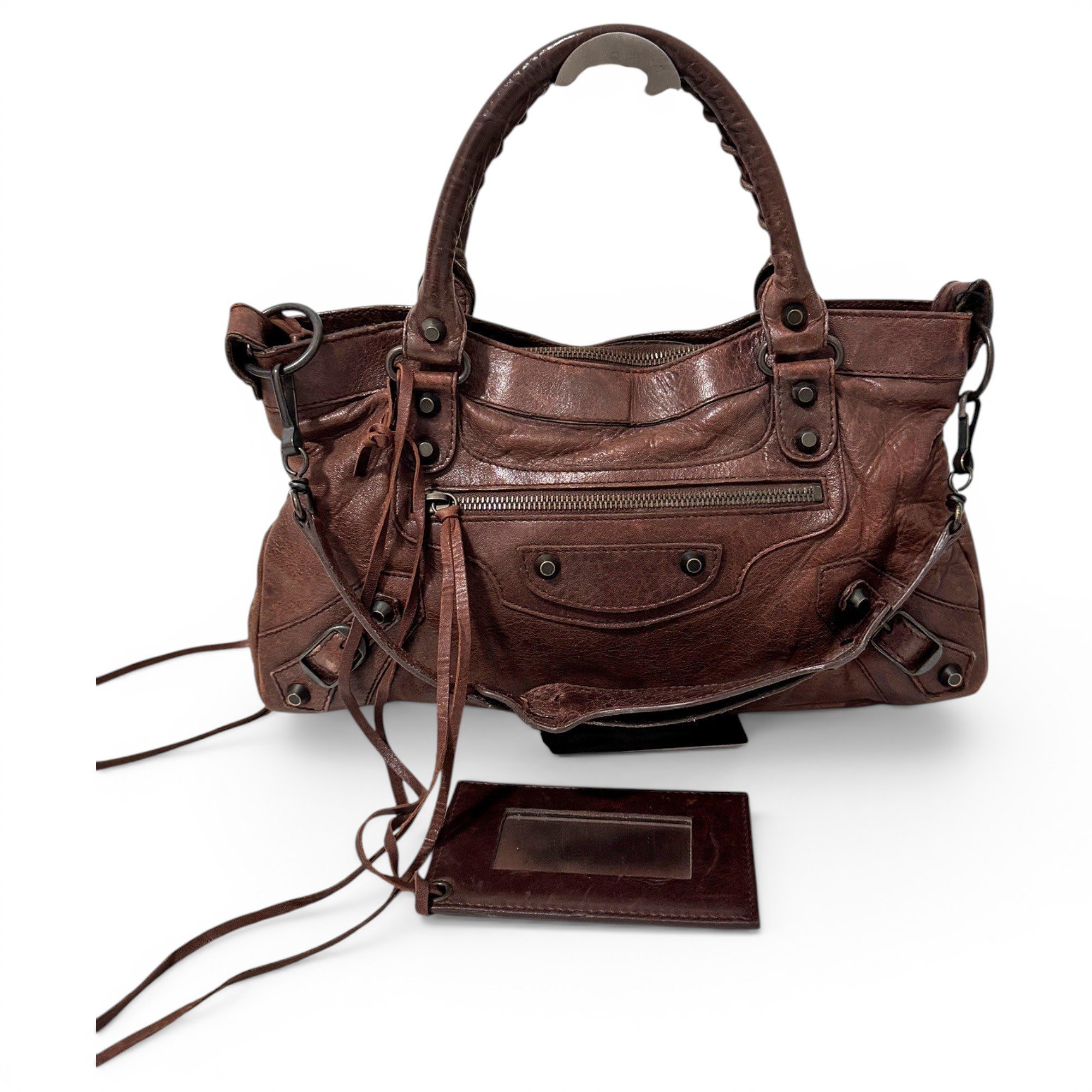 First leather handbag
