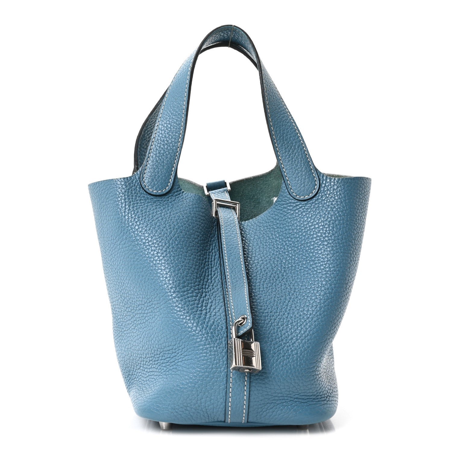Hermes Taurillon Clemence Picotin Lock 18 PM Blue Jean