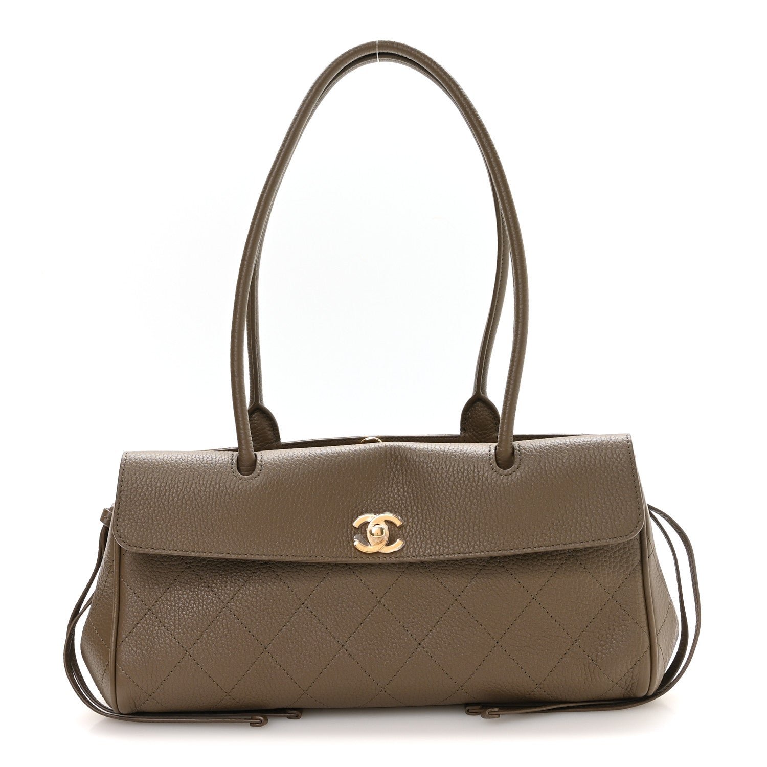Chanel Grained Calfskin Stitched Urban Essentials Small Shopping Bag Dark Khaki
