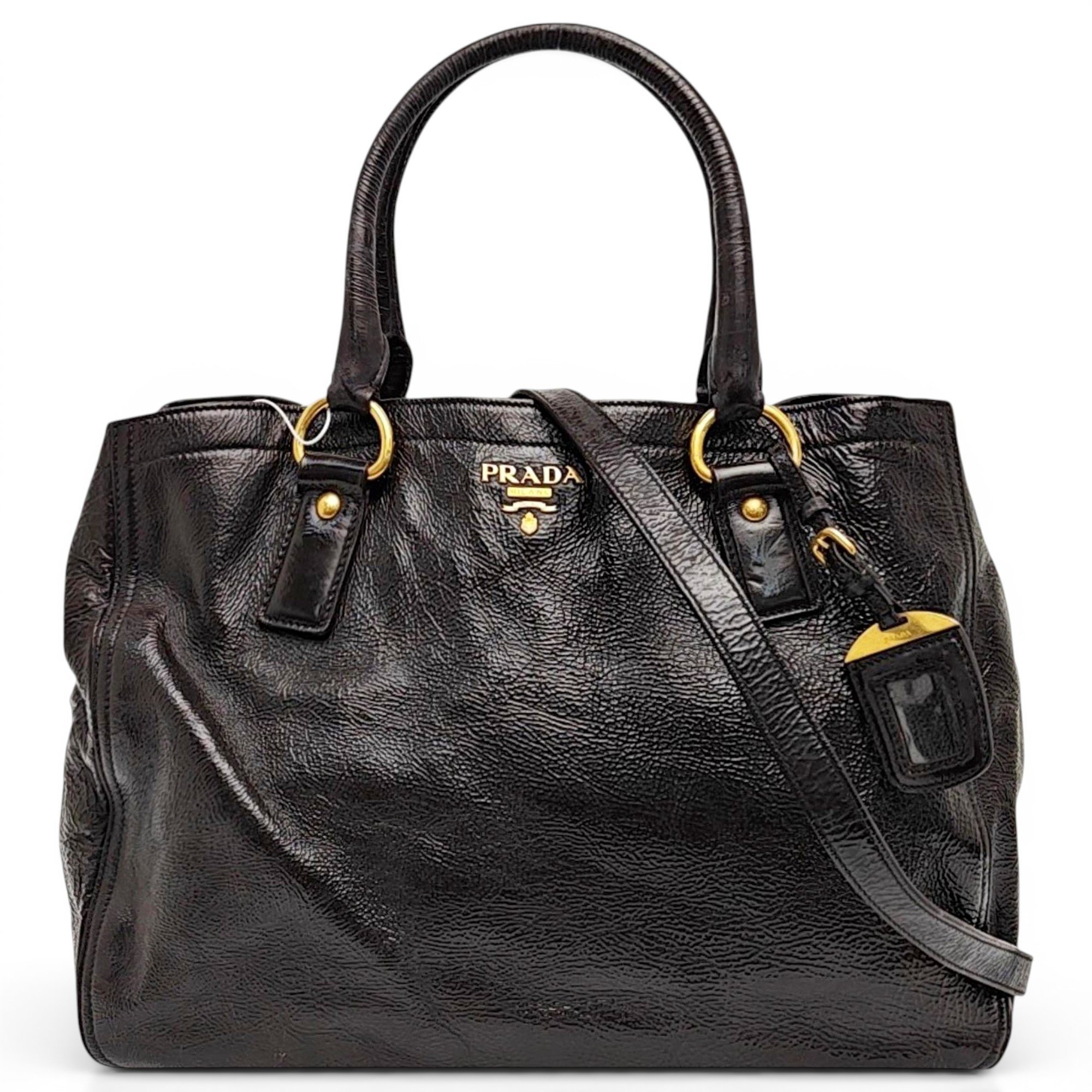 Double patent leather handbag