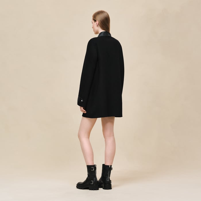 Noir Embroidered Car Coat