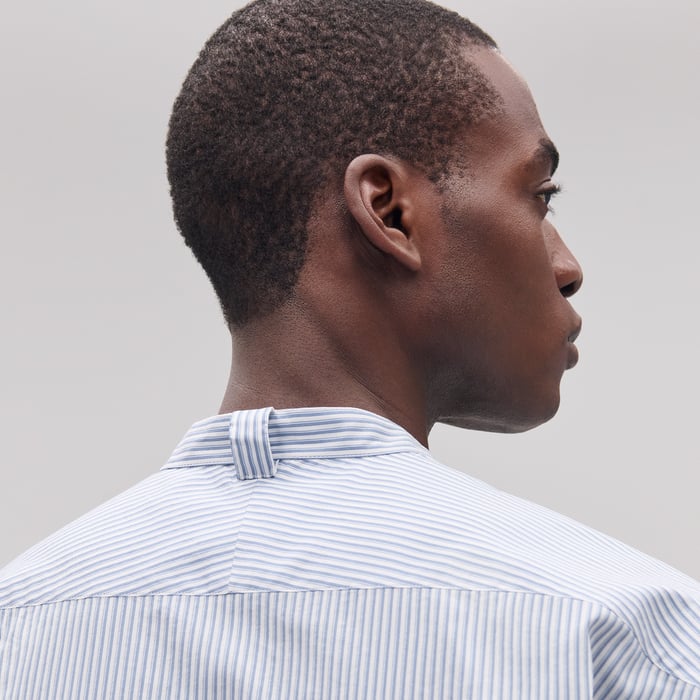 Bleu "Doubles Rayures Serties" Boxy Fit Shirt