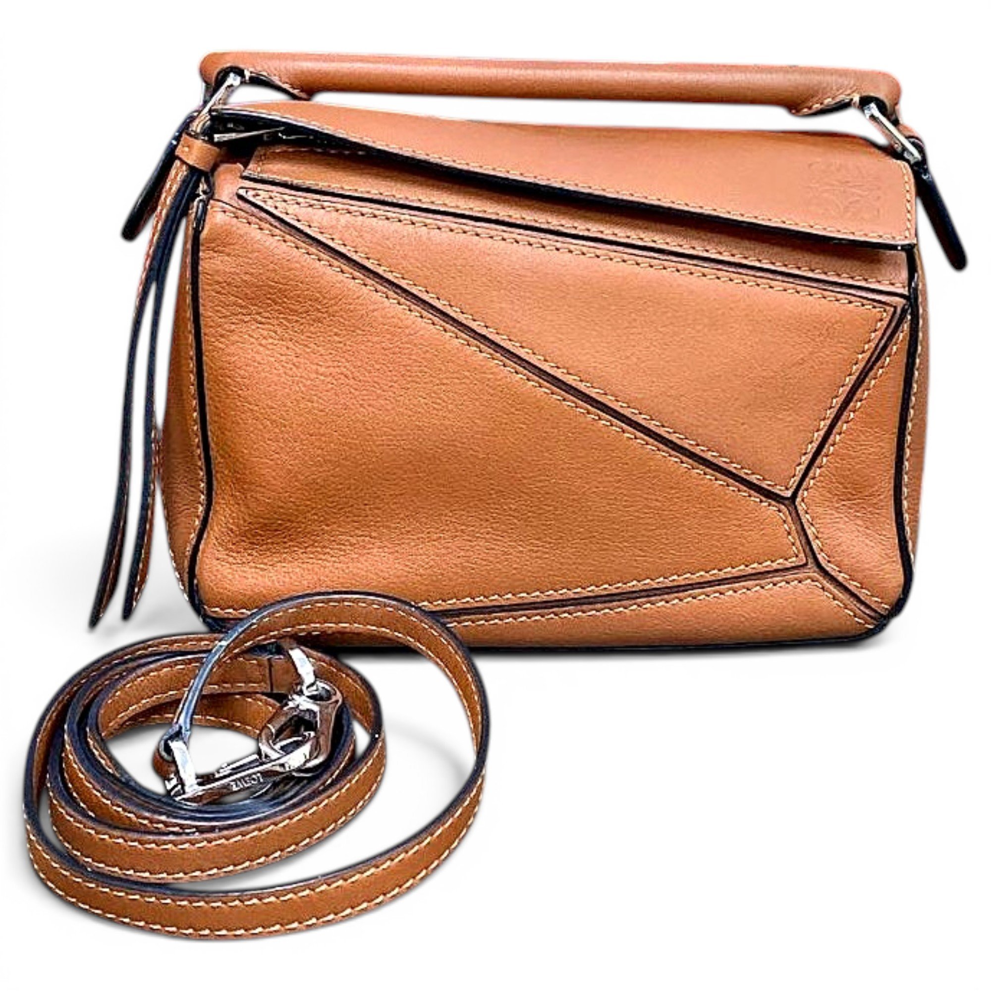 Puzzle leather handbag