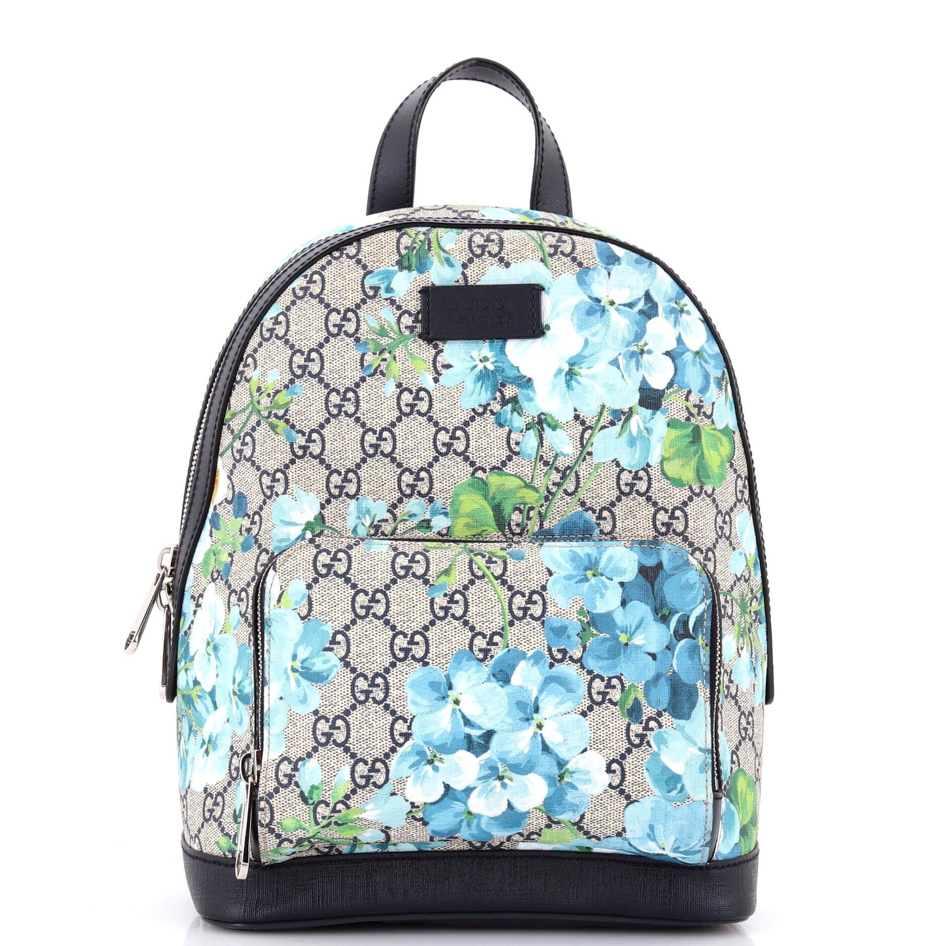 Gucci Zip Pocket Backpack Blooms Print GG Coated Canvas Small
