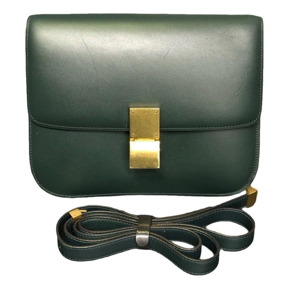 Clasp box leather handbag