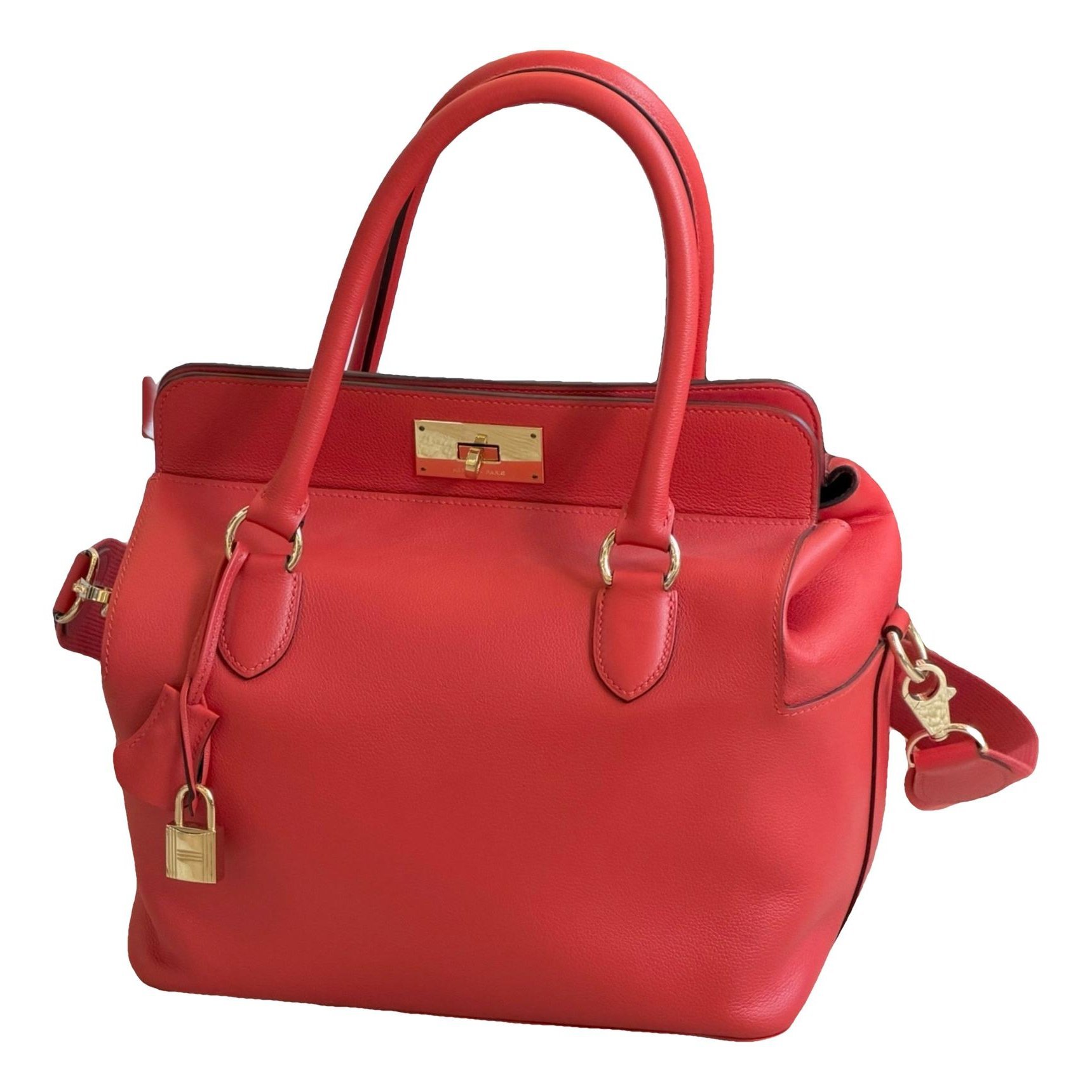 Hermes Toolbox Handbag Rouge Casaque Evercalf Leather