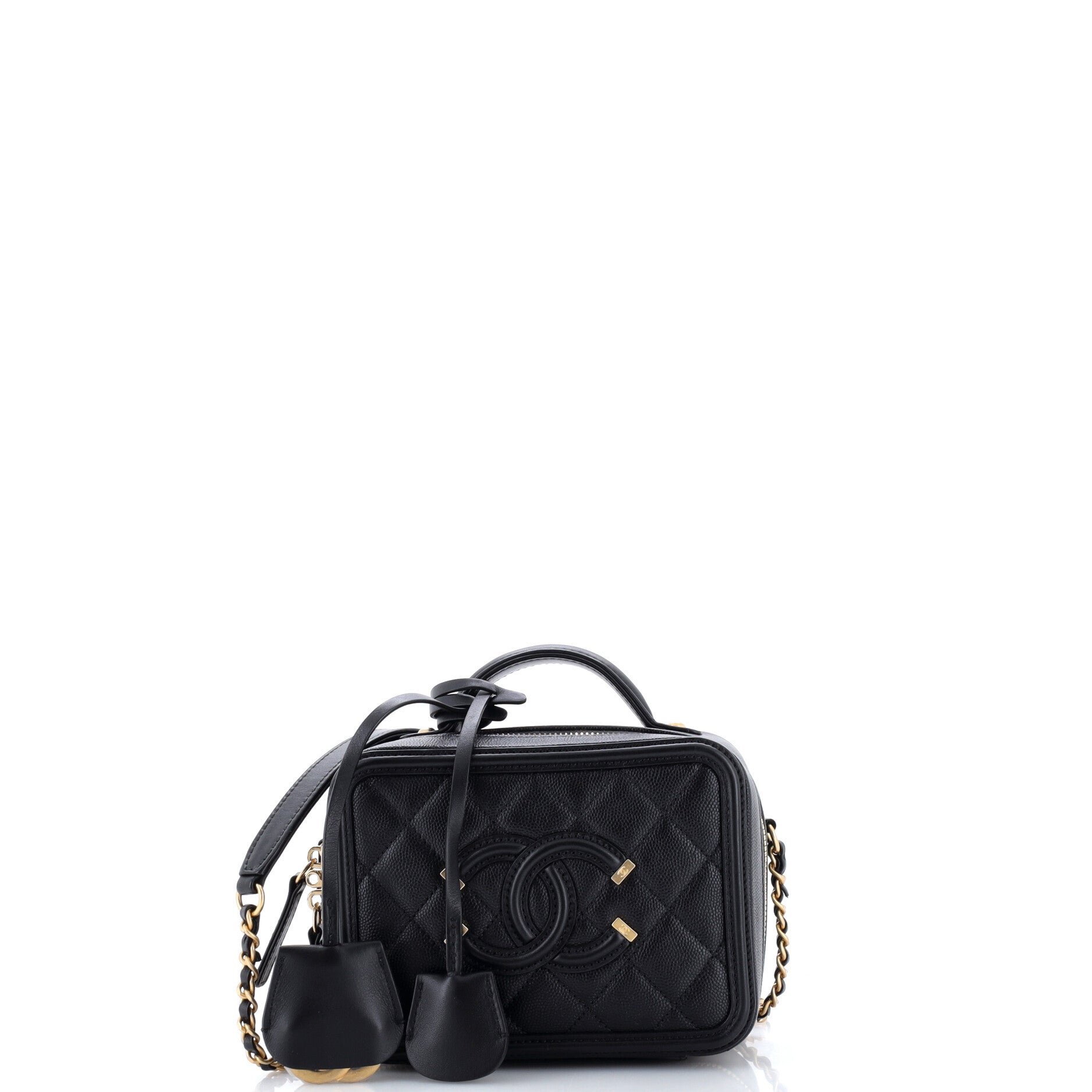 Filigree Vanity Case Quilted Caviar Small