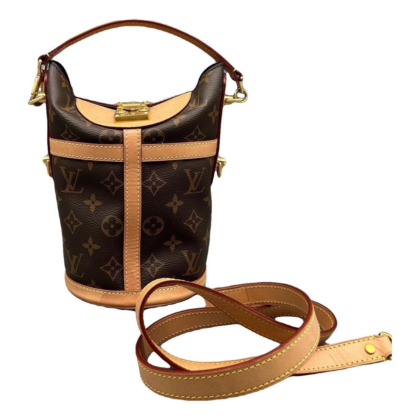 Duffle leather handbag