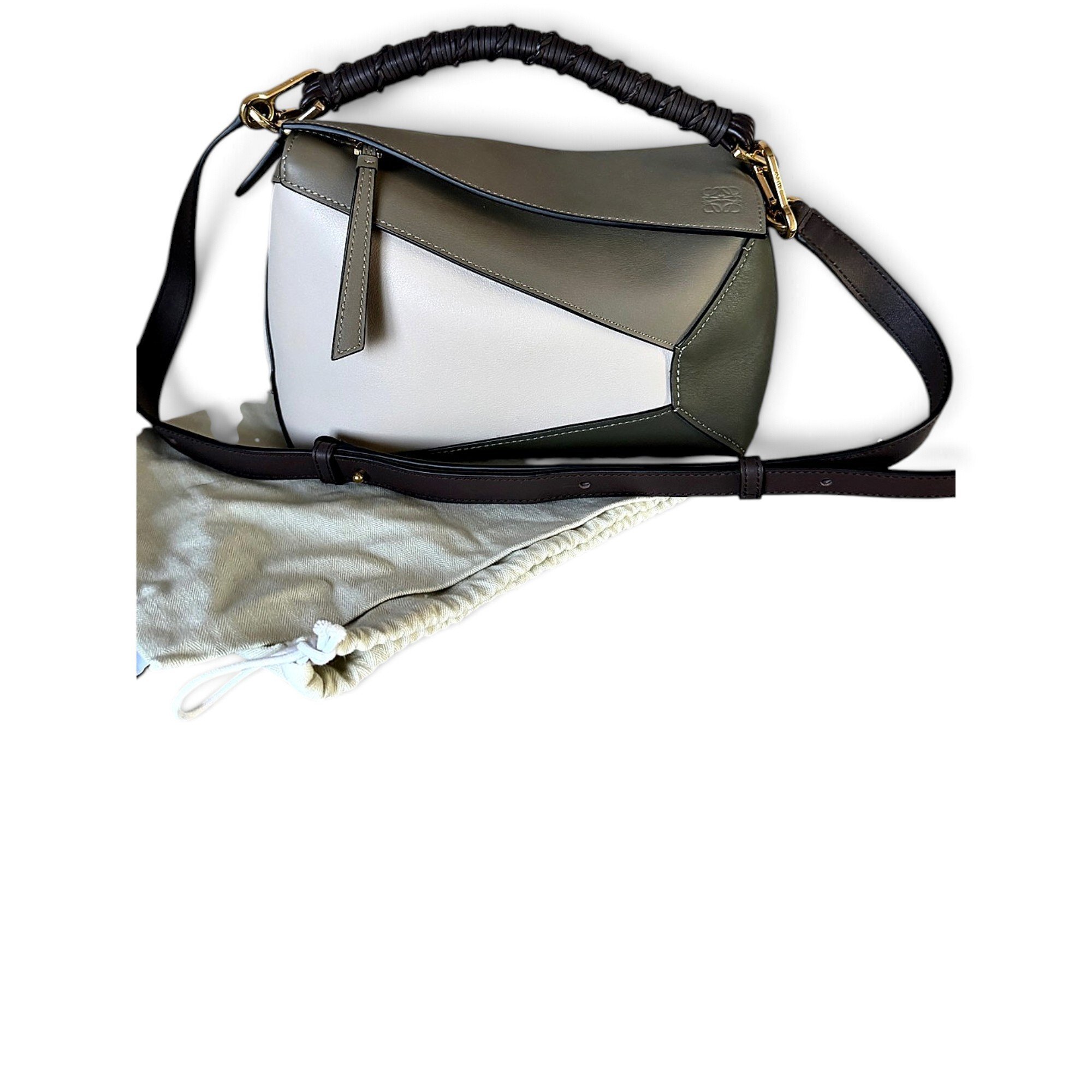 Puzzle leather handbag