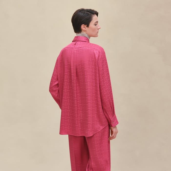 Rose Framboise "Mosaique" Ascot Collar Shirt