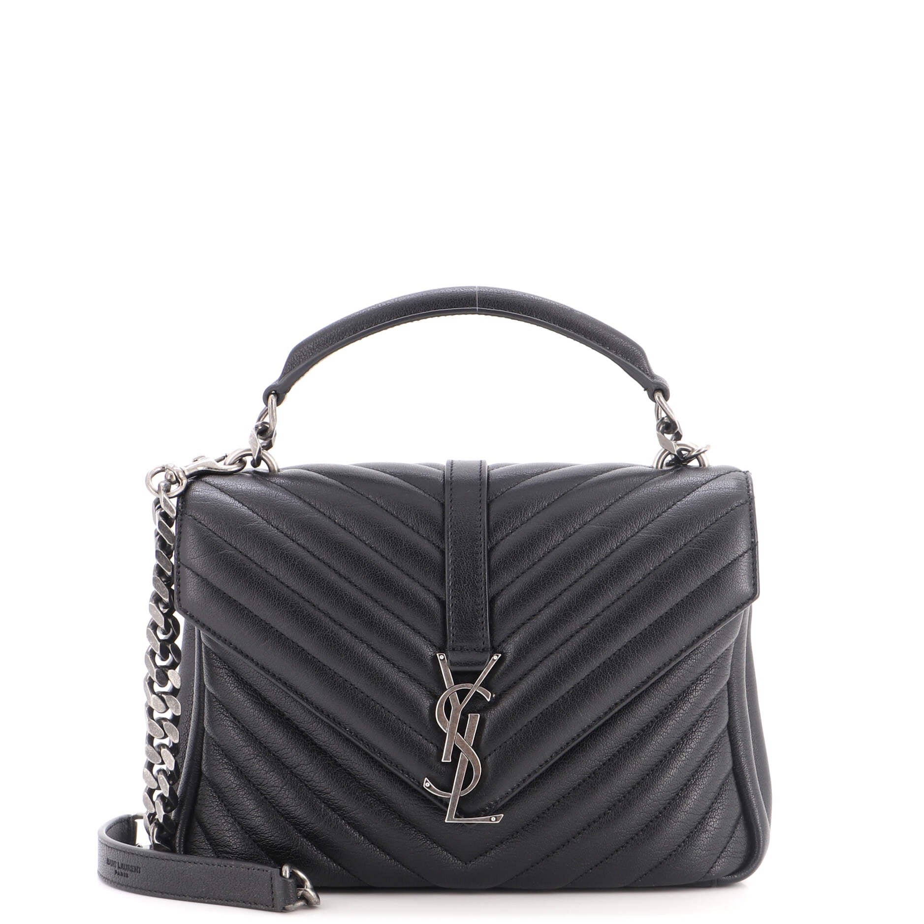 Classic Monogram College Bag Matelasse Chevron Leather Medium