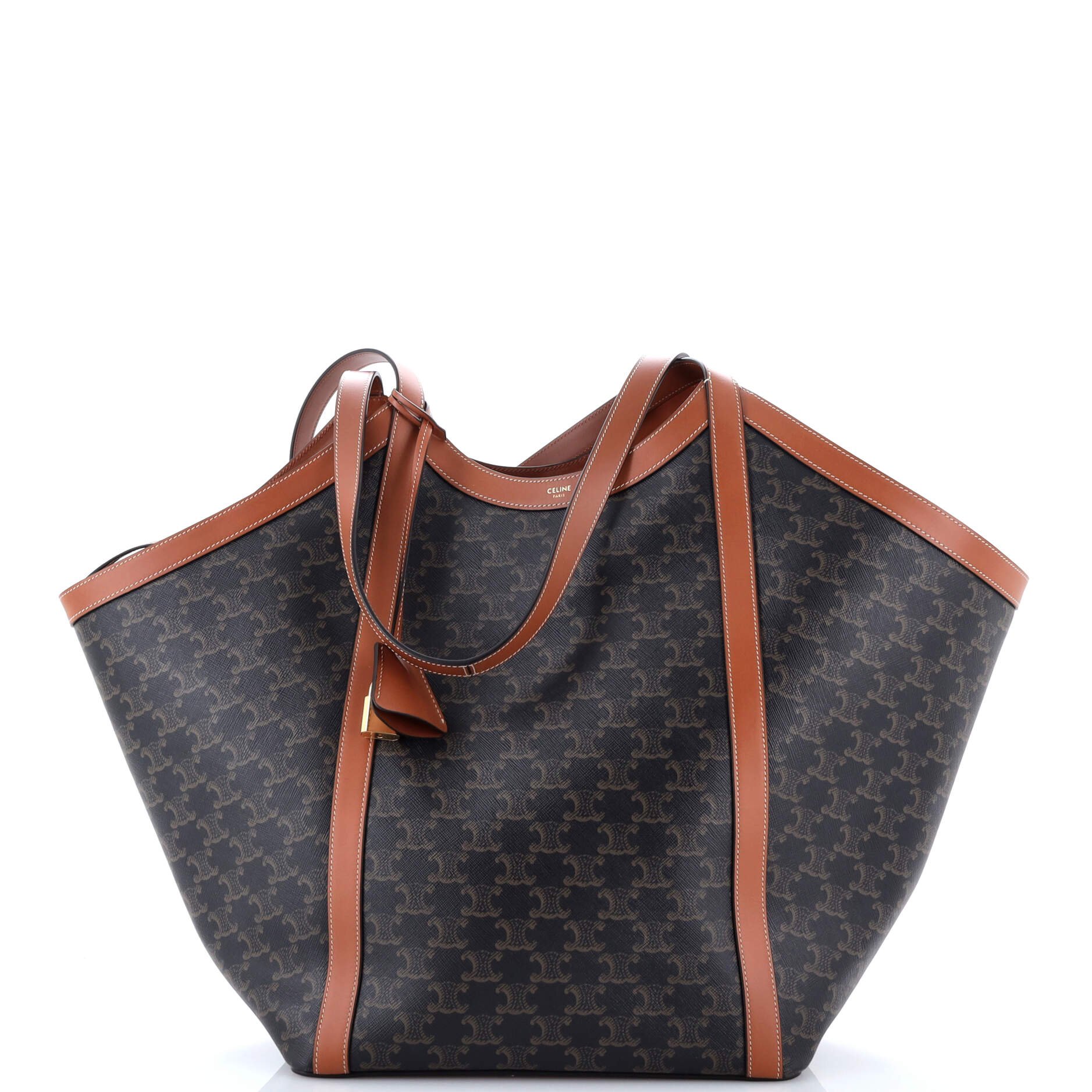 Celine Cabas Shoulder Bag Triomphe Coated Canvas Large