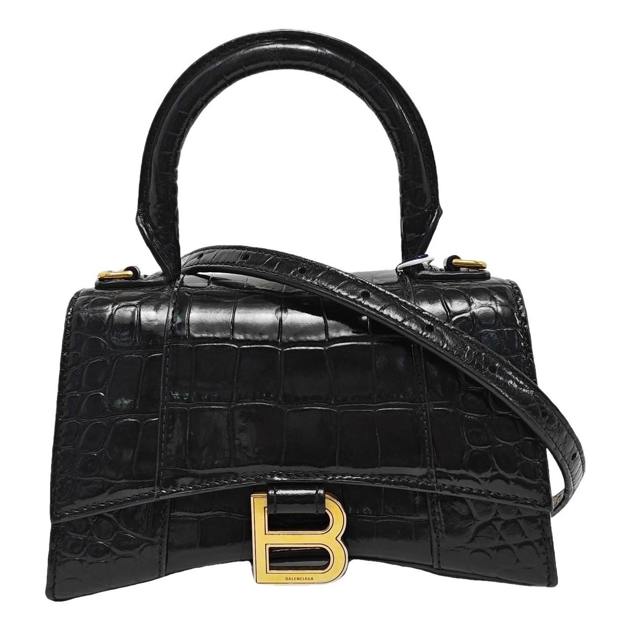 Hourglass leather handbag