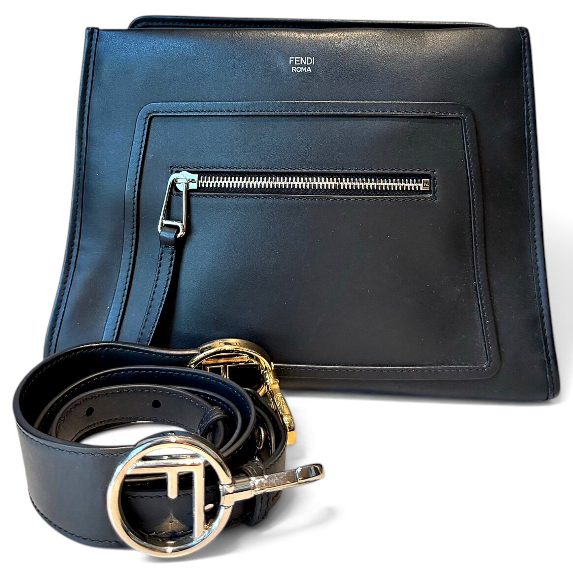 Flip leather handbag