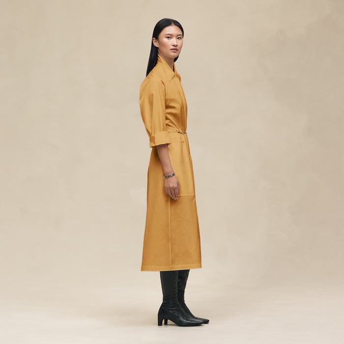 Marron Ocre Equestrian Shirt Dress