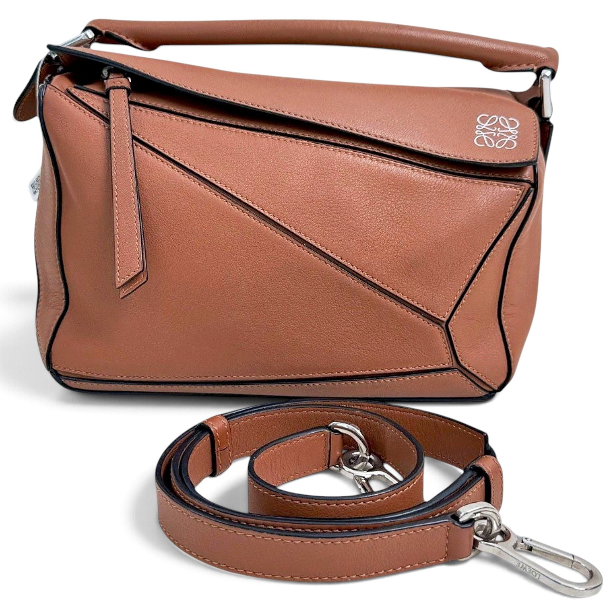 Puzzle leather handbag
