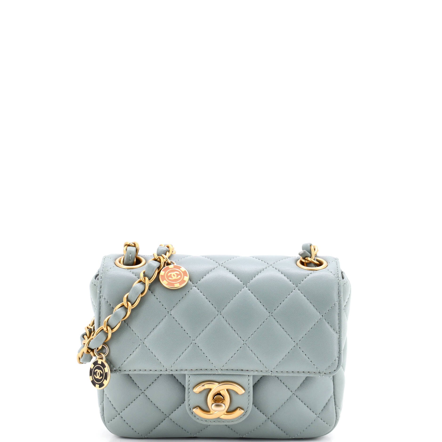 Casino Royale Charms Square Flap Bag Quilted Lambskin with Enamel Mini