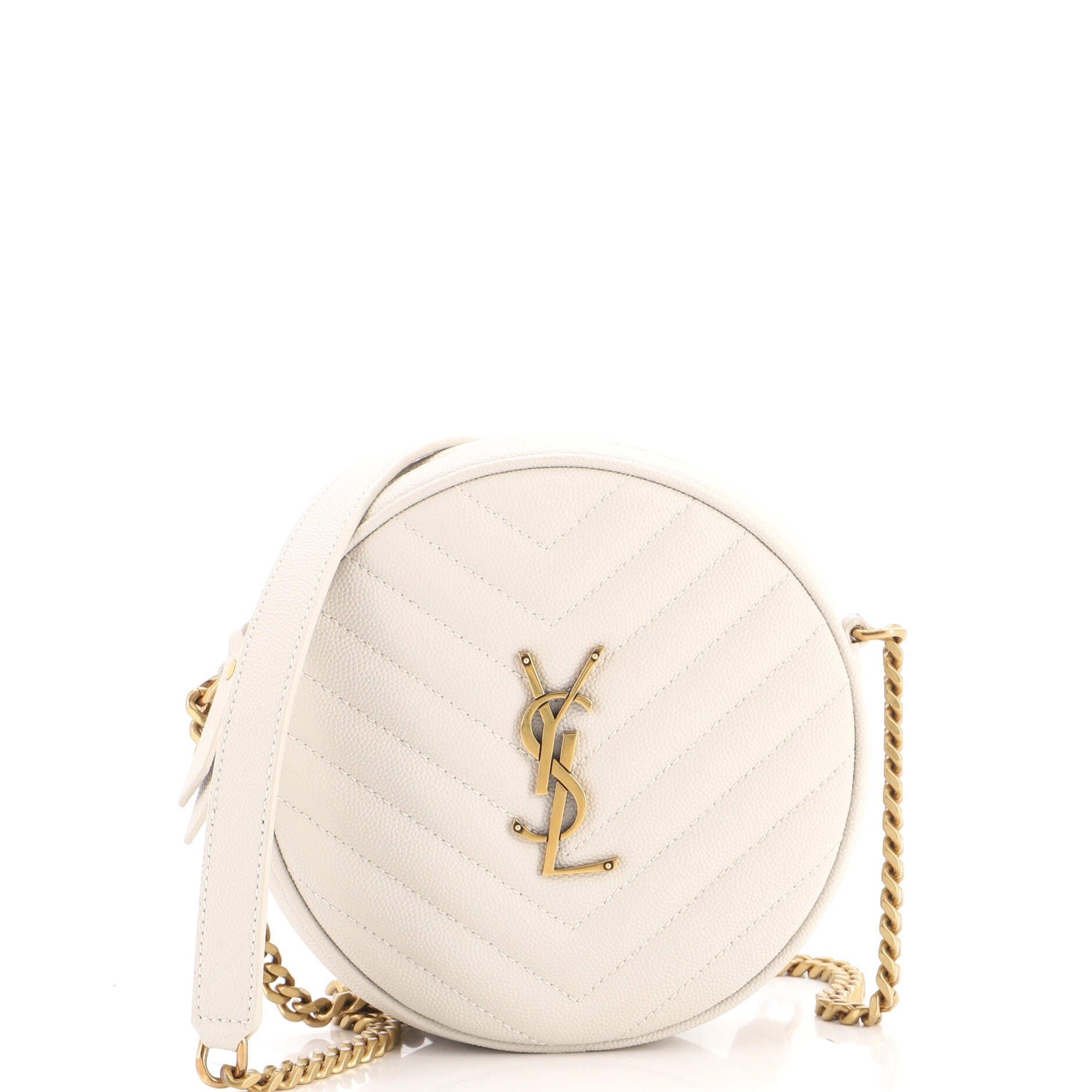 Vinyle Round Camera Bag Matelasse Chevron Leather