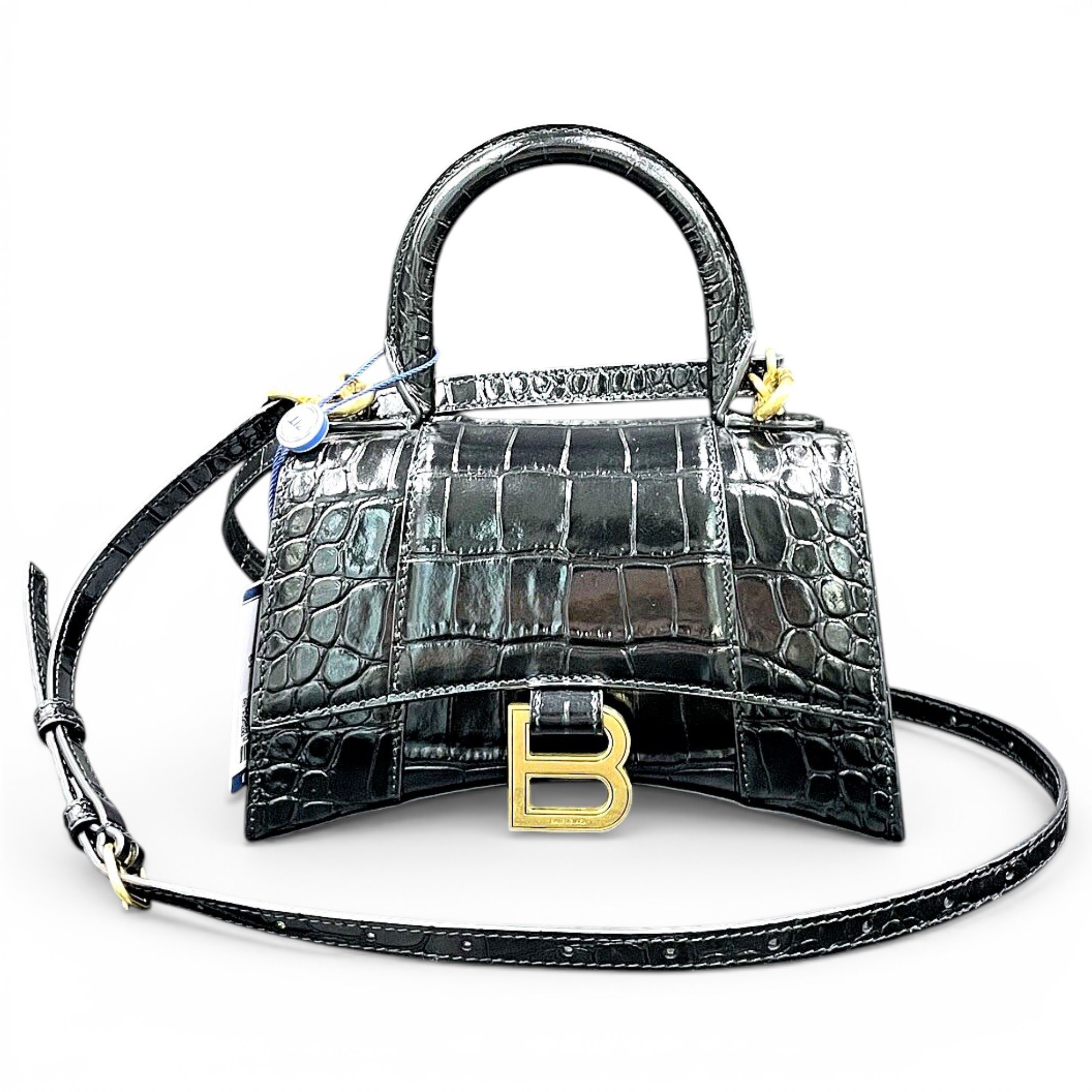 Hourglass leather handbag