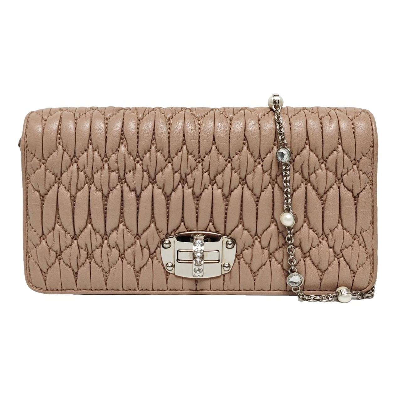 Miu Crystal leather handbag